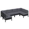 vidaXL 6 pcs conjunto lounge jardim c/ almofad&otilde;es pinho maci&ccedil;o preto