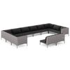 vidaXL 12 pcs conj. lounge jardim c/ almofad&otilde;es vime PE cinza-escuro