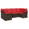 vidaXL Conjunto de Sof&aacute; de Jardim 6 unid. Castanho Rattan Sint&eacute;tico