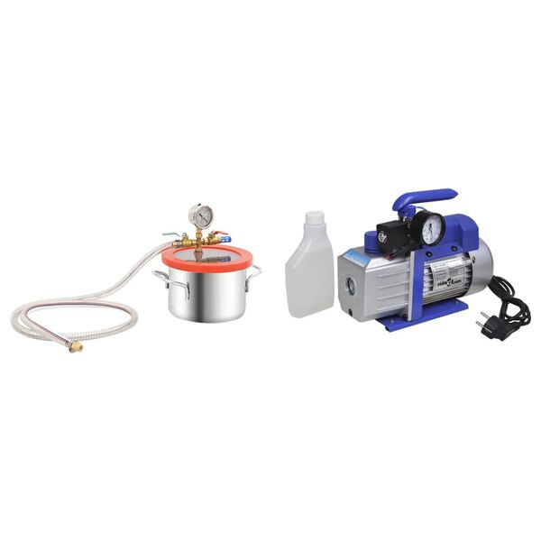 vidaXL C&acirc;mara de v&aacute;cuo com bomba de est&aacute;gio &uacute;nico 3,7 L