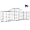 vidaXL Cestos gabi&atilde;o arqueados 2 pcs 200x30x60/80 cm ferro galvanizado