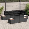 vidaXL Conjunto de Sof&aacute; de Jardim com almofada 7 pcs Preto Polirattan