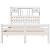 vidaXL Cama com estante sem colchão 135x190 cm pinho maciço branco