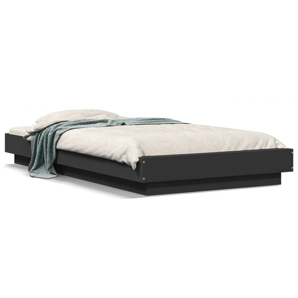 vidaXL Estrutura de cama 90x190 cm derivados de madeira preto