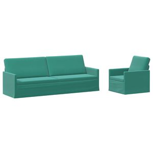 vidaXL Conjunto de Sof&aacute;s 2 pcs Turquesa Veludo (V)