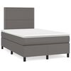 vidaXL Cama box spring c/ colch&atilde;o/LED 120x190cm couro artificial cinza