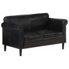 vidaXL Sof&aacute; de 2 lugares em couro genu&iacute;no preto