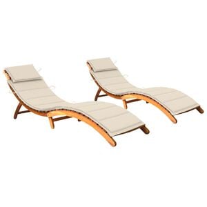 vidaXL Espregui&ccedil;adeiras com almofad&otilde;es 2 pcs madeira de ac&aacute;cia maci&ccedil;a