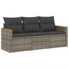 vidaXL 3 pcs conjunto sof&aacute;s de jardim c/ almofad&otilde;es vime PE cinzento