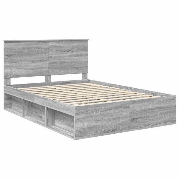 vidaXL Estrutura da Cama com cabeceira Cinza Sonoma 150 x 200 cm