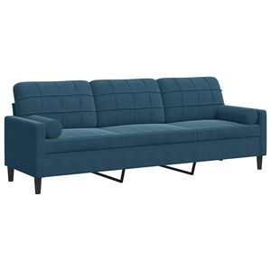 vidaXL Sof&aacute; 3 lugares c/ almofadas decorativas 210 cm veludo azul
