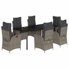 vidaXL 7 pcs conjunto de jantar p/ jardim c/ almofad&otilde;es vime PE cinza