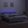 vidaXL Cama box spring c/ colch&atilde;o e LED 180x200 cm tecido cinza-claro
