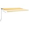 vidaXL Toldo autom. LED e sensor de vento 500x350 cm amarelo/branco