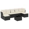 vidaXL 8 pcs conjunto sof&aacute;s de jardim com almofad&otilde;es vime PE preto