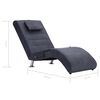 vidaXL Chaise longue de massagem c/ almofada camur&ccedil;a artif. cinzento