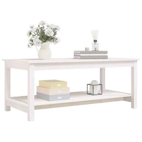 vidaXL Mesa de centro 110x55x45 cm madeira de pinho maciça branco