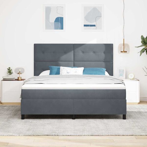 vidaXL Cama Box Spring LED Cinza Escuro 180 x 200 cm tecido