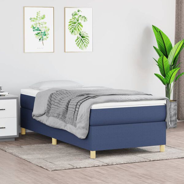 vidaXL Cama com molas/colch&atilde;o 80x200 cm tecido azul
