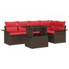 vidaXL Conjunto de Sof&aacute; de Jardim 6 unid. Castanho Rattan Sint&eacute;tico