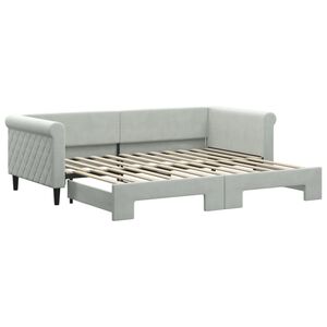 vidaXL Sof&aacute;-cama com gavet&atilde;o 90x200 cm veludo cinzento-claro