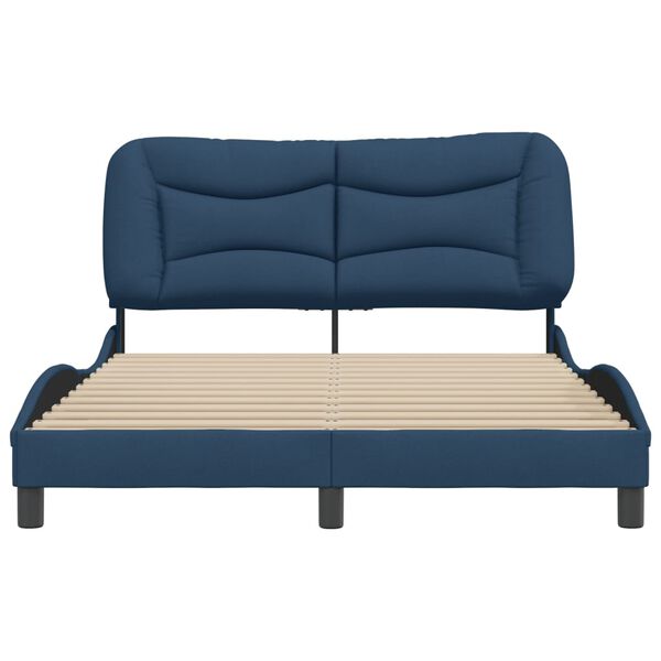 vidaXL Estrutura de cama sem colch&atilde;o Hvar 140x190 cm tecido azul