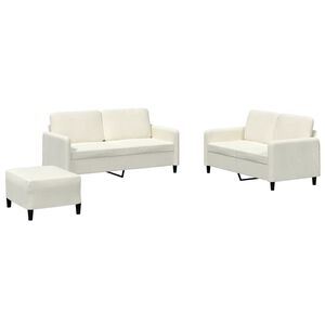 vidaXL 3 pcs conjunto de sof&aacute;s veludo cor creme