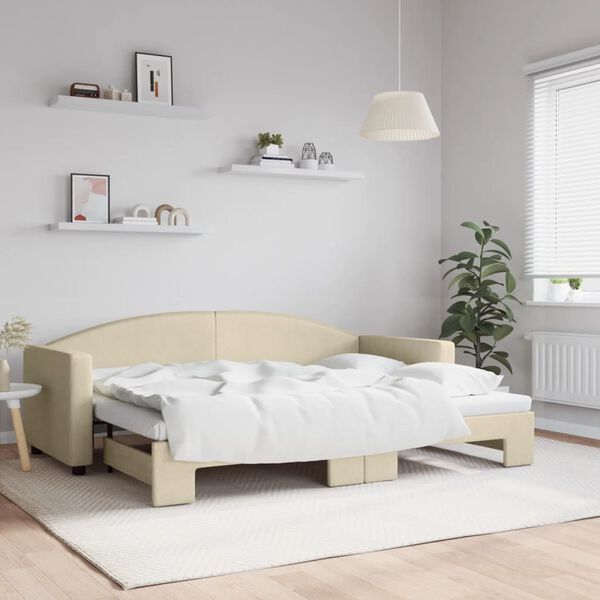 vidaXL Sof&aacute;-cama com gavet&atilde;o 80x200 cm tecido cor creme