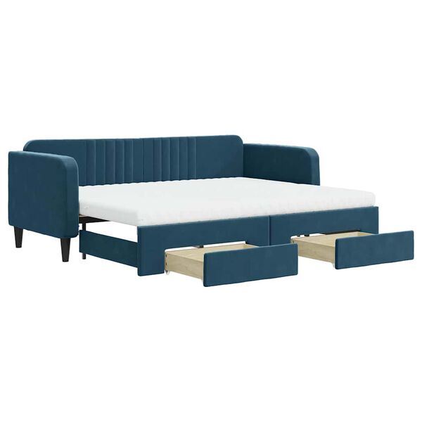 vidaXL Sof&aacute;-cama com gavet&atilde;o e gavetas 80x200 cm veludo azul