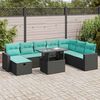vidaXL 9 pcs conjunto sof&aacute;s jardim almofad&otilde;es vime PE/ac&aacute;cia cinzento