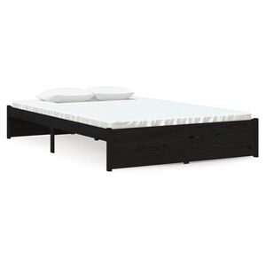 vidaXL Estrutura cama pequena casal 120x190 cm pinho maci&ccedil;o preto