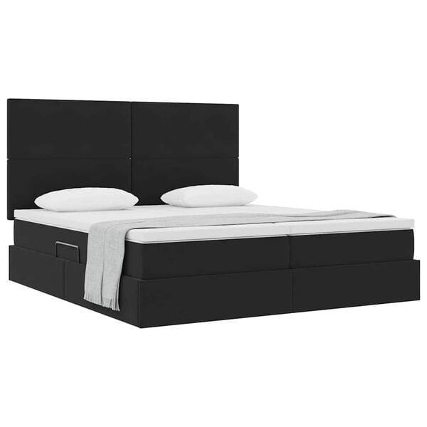 vidaXL Cama com Armazenamento com colch&atilde;o Preto 180 x 200 cm Veludo