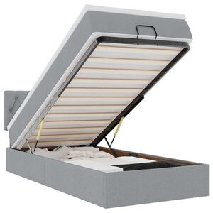 vidaXL Cama Otomana com colch&atilde;o & LEDs 90x200 cm tecido cinzento claro