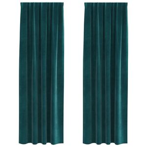 vidaXL Cortinas opacas 2 pcs Verde Escuro 140 x 245 cm Veludo