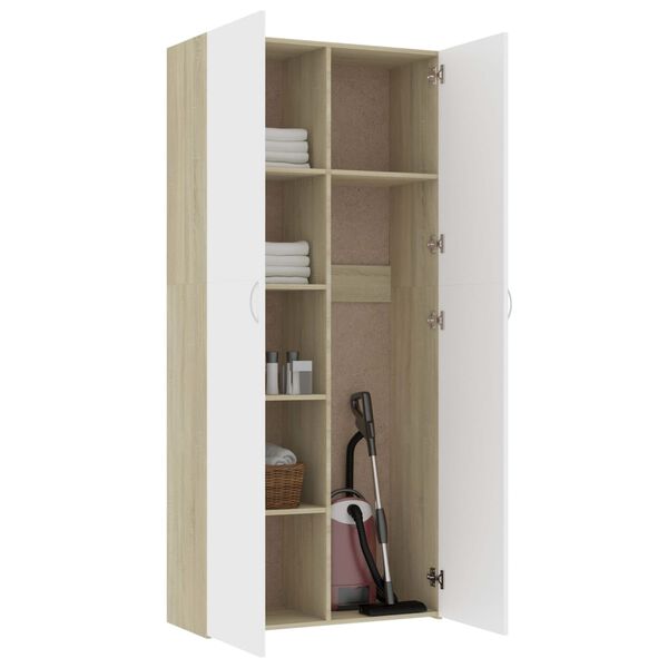 vidaXL Arm&aacute;rio arruma&ccedil;&atilde;o 80x35,5x180cm contrap. branco/carvalho sonoma