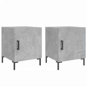 vidaXL Mesa cabeceira 2pcs 40x40x50 cm derivados madeira cinza cimento