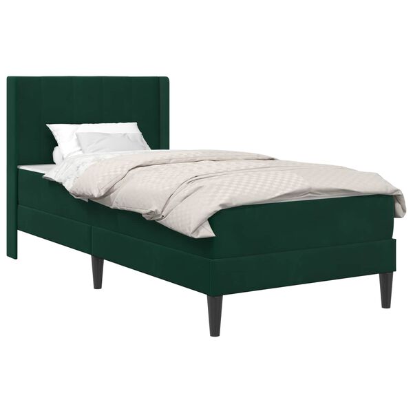 vidaXL Estrutura da Cama com colch&atilde;o Verde Escuro 100 x 200 cm Veludo