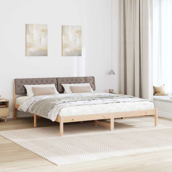 vidaXL Estrutura da cama com cabeceira Marrom e taupe 180 x 200 cm