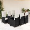 vidaXL 7 pcs conjunto de bistr&ocirc; p/ jardim c/ almofad&otilde;es vime PE preto