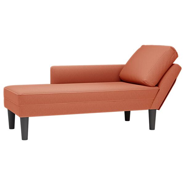 vidaXL Chaise lounge com almofada tecido corduroy laranja