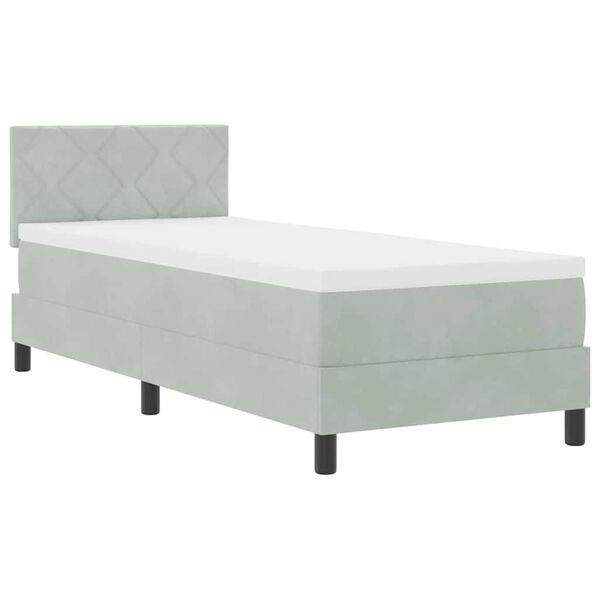 vidaXL Cama Box com colch&atilde;o Cinzento-claro 80 x 200 cm Veludo
