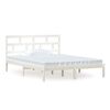 vidaXL Estrutura de cama king 150x200 cm madeira maci&ccedil;a branco
