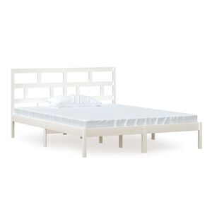 vidaXL Estrutura de cama king 150x200 cm madeira maci&ccedil;a branco