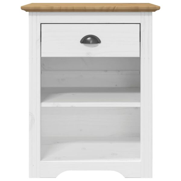 vidaXL Mesa de cabeceira BODO 53x38,5x67 cm pinho maciço castanho