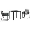 vidaXL Conjunto de Jantar para Jardim 3 unid. Preto A&ccedil;o revestido a p&oacute;