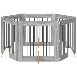 vidaXL Port&atilde;o de C&atilde;o com Suportes 6 pcs Sonoma Cinzento 80 x 80 cm