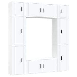 vidaXL Conjunto m&oacute;veis de TV 8 pcs madeira processada branco