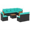 vidaXL Conjunto de sof&aacute; de jardim de 9 pe&ccedil;as com almofadas em rattan sint&eacute;tico preto