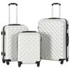 vidaXL Conjunto de tr&oacute;leis estojo r&iacute;gido 3 pcs ABS prateado brilhante
