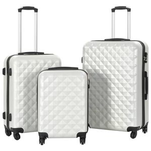 vidaXL Conjunto de tr&oacute;leis estojo r&iacute;gido 3 pcs ABS prateado brilhante